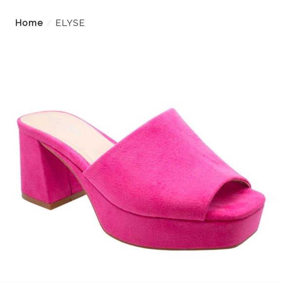 Elyse Sandals Charles David Fuschia Barbie Pink Platform Heels Block Heels Hot - Picture 2 of 13